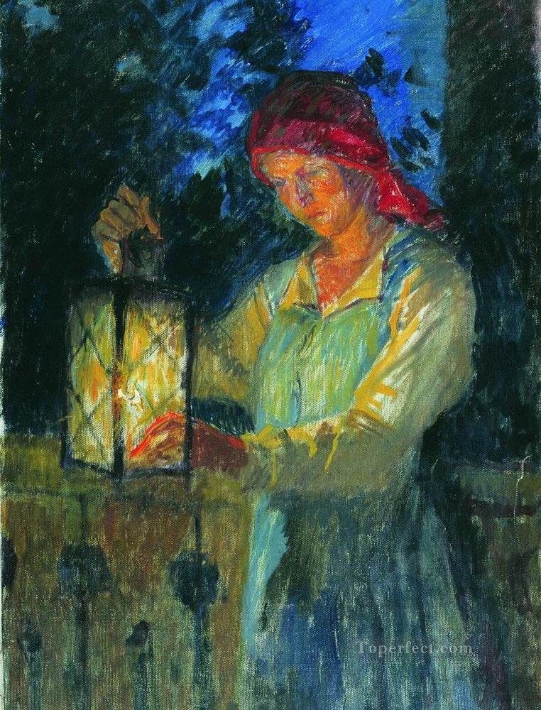 Chica con linterna Nikolay Bogdanov Belsky Pintura al óleo